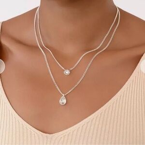 DKNY Silver Tone Layer Necklace